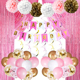 64PCS Birthday Decorations, Rose Pink Gold Balloons Set - Party Decor City